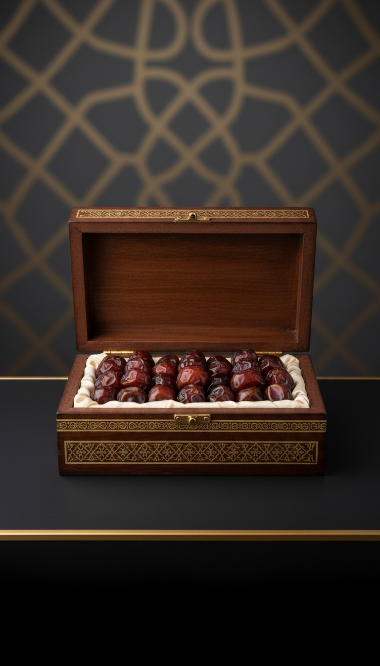 Majestic Ajwa Dates Wooden Keepsake Box